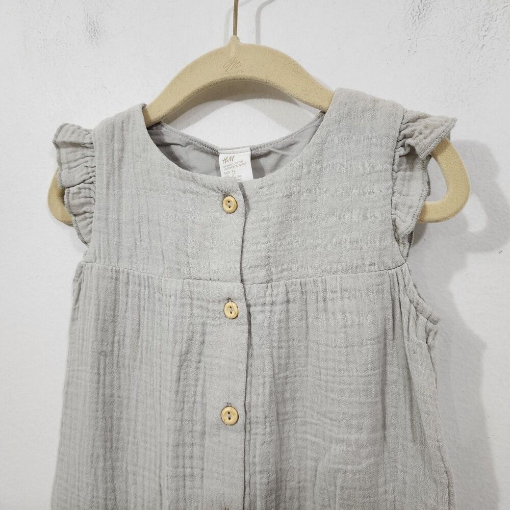 H&M Cotton Romper Suit Muslin Light Dusky Green One-Piece NWT Baby Size 2T - Picture 9 of 15